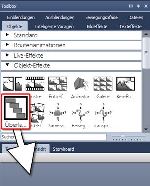 Überlappung in der Toolbox