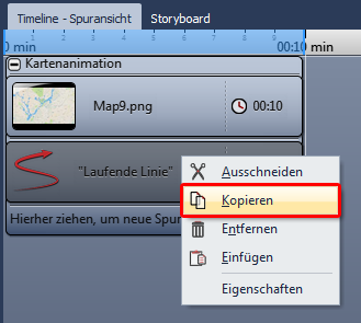 Laufende Linie kopieren
