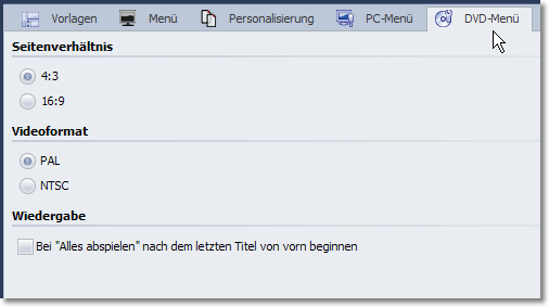 Einstellungen, DVD-Menü