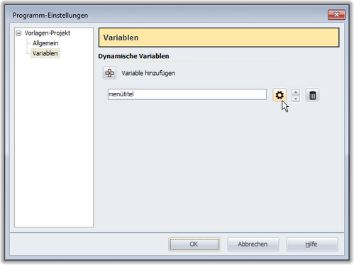 Variableneinstellungen 1