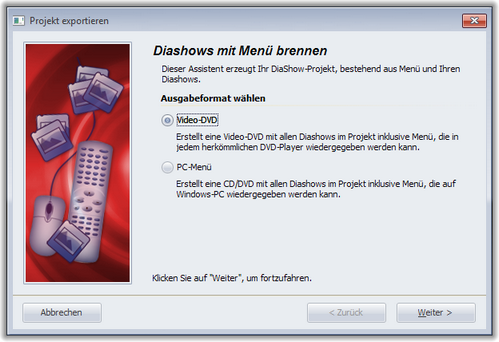 Exportwizard, Seite 1, DVD-Menü