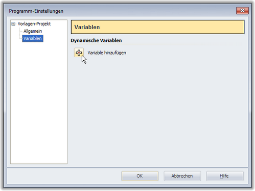 Variableneinstellungen