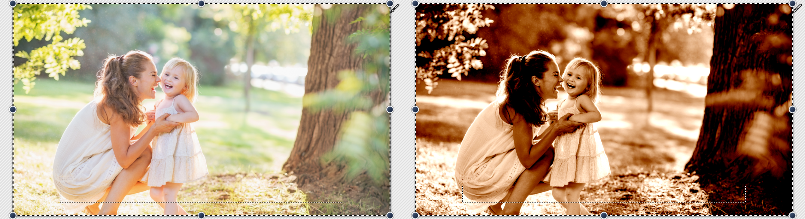 Left without image effect (original), right with image effect Left without image effect (original), right with image effect