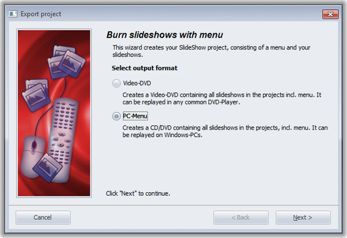 Exportwizard, Seite 1, PC-Menü