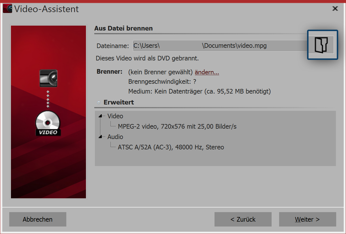 Videodatei auswählen