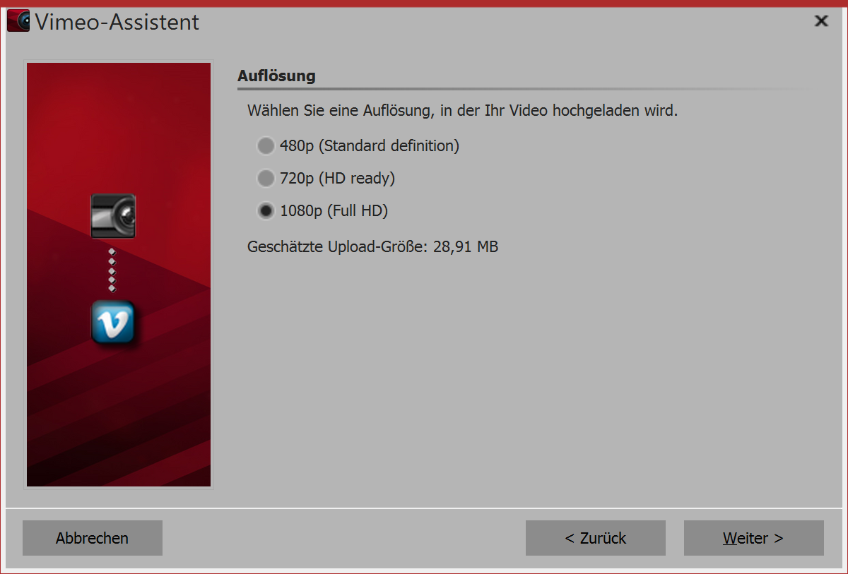 Auflösung auswählen