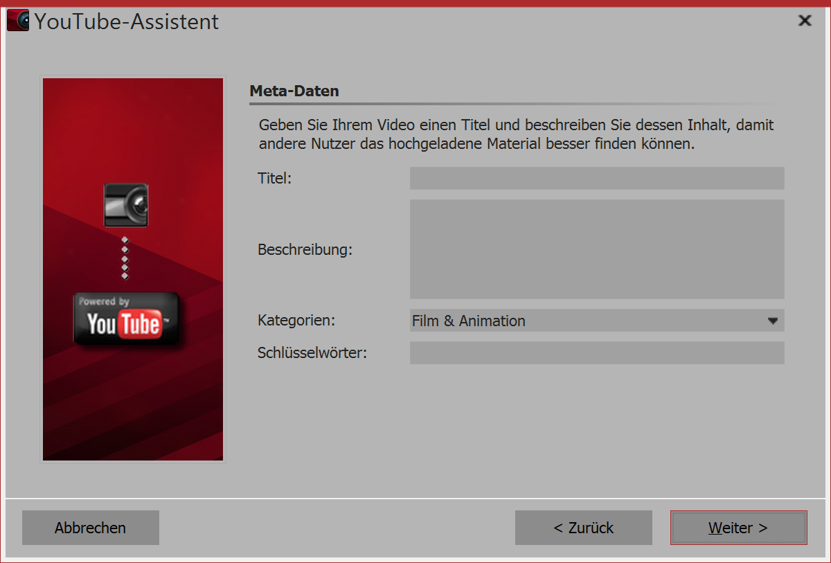 Eingabe der Meta-Daten