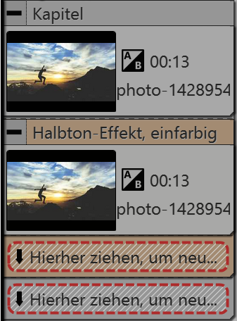 Aufbau in der Timeline