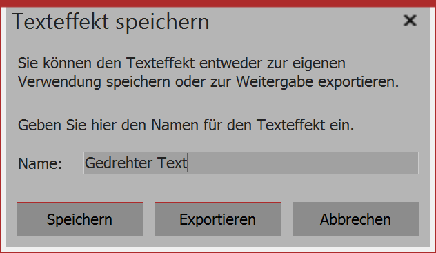 Bezeichnung für Texteffekt eingeben