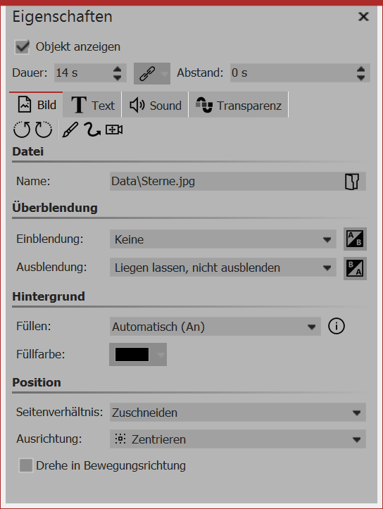 Eigenschaften eines Bild-Objektes