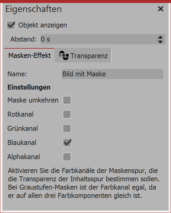 Einstellungen für Masken-Effekt