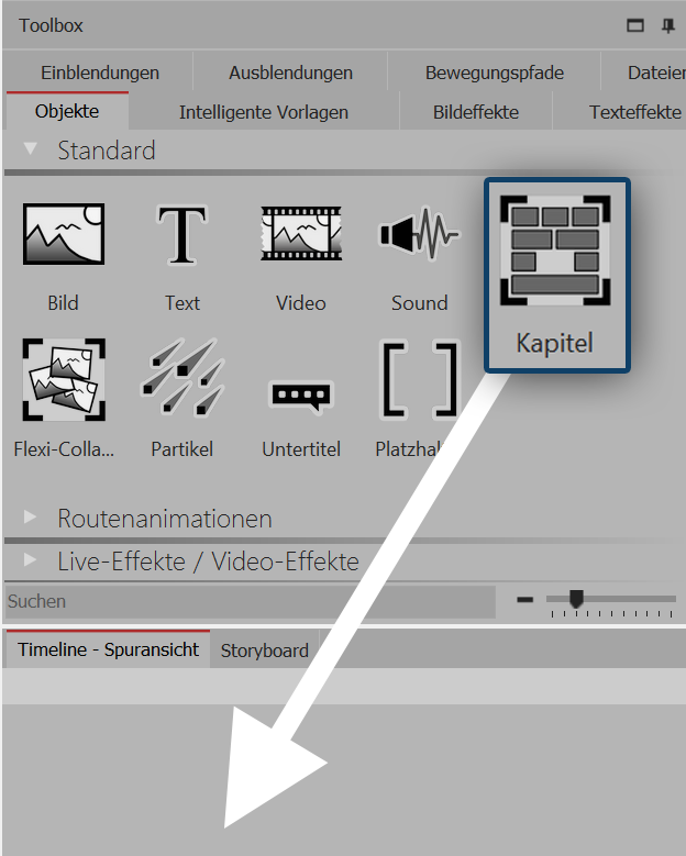 Kapitel in Timeline ziehen