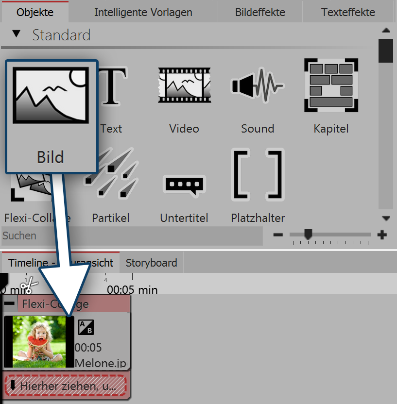 Bild-Objekt in Flexi-Collage ziehen