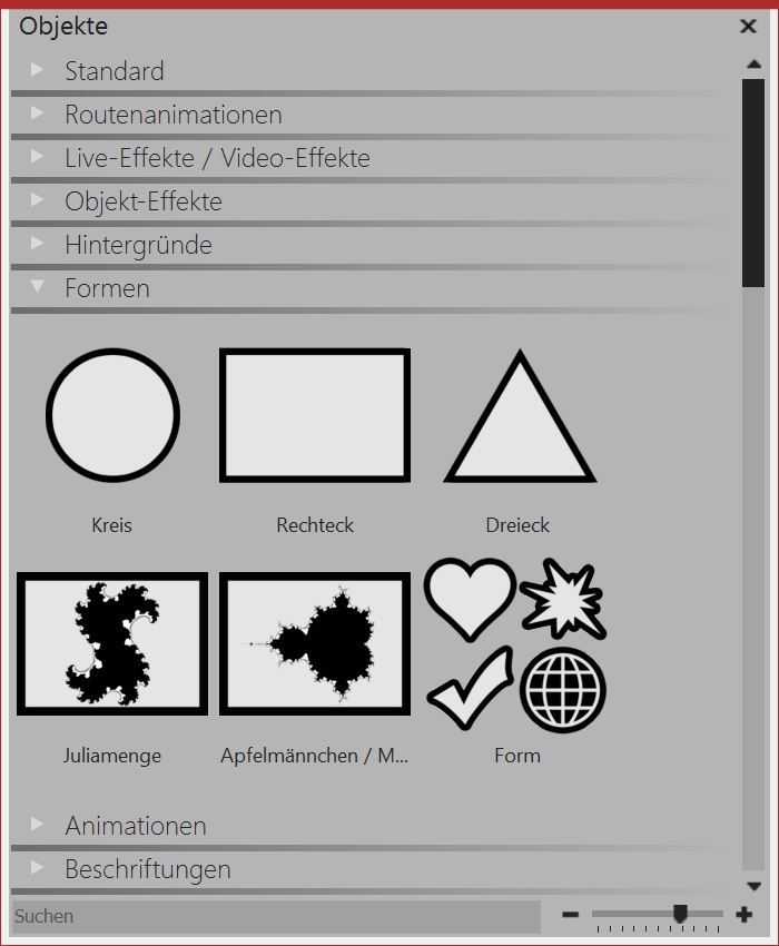 Formen in der Toolbox