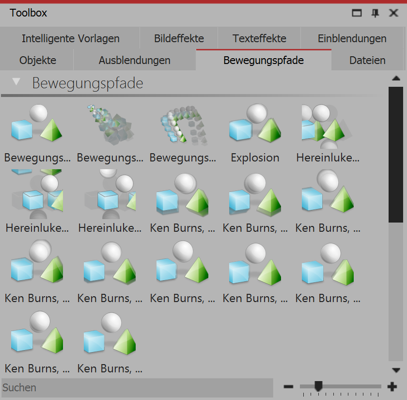 Bewegungspfade in der Toolbox