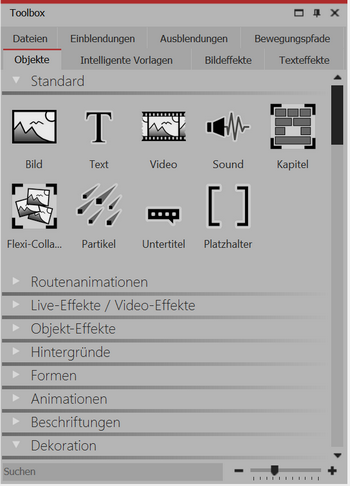 Objekte in der Toolbox