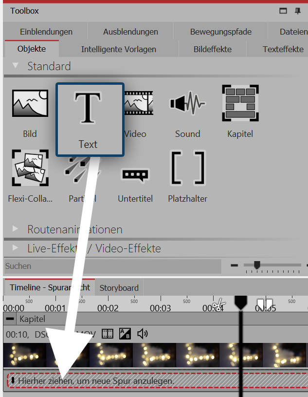 Text unter Video einfügen