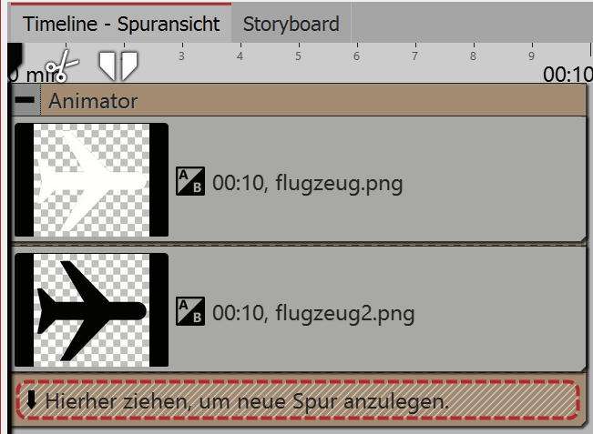 Gefüllter Animator-Effekt in der Timeline