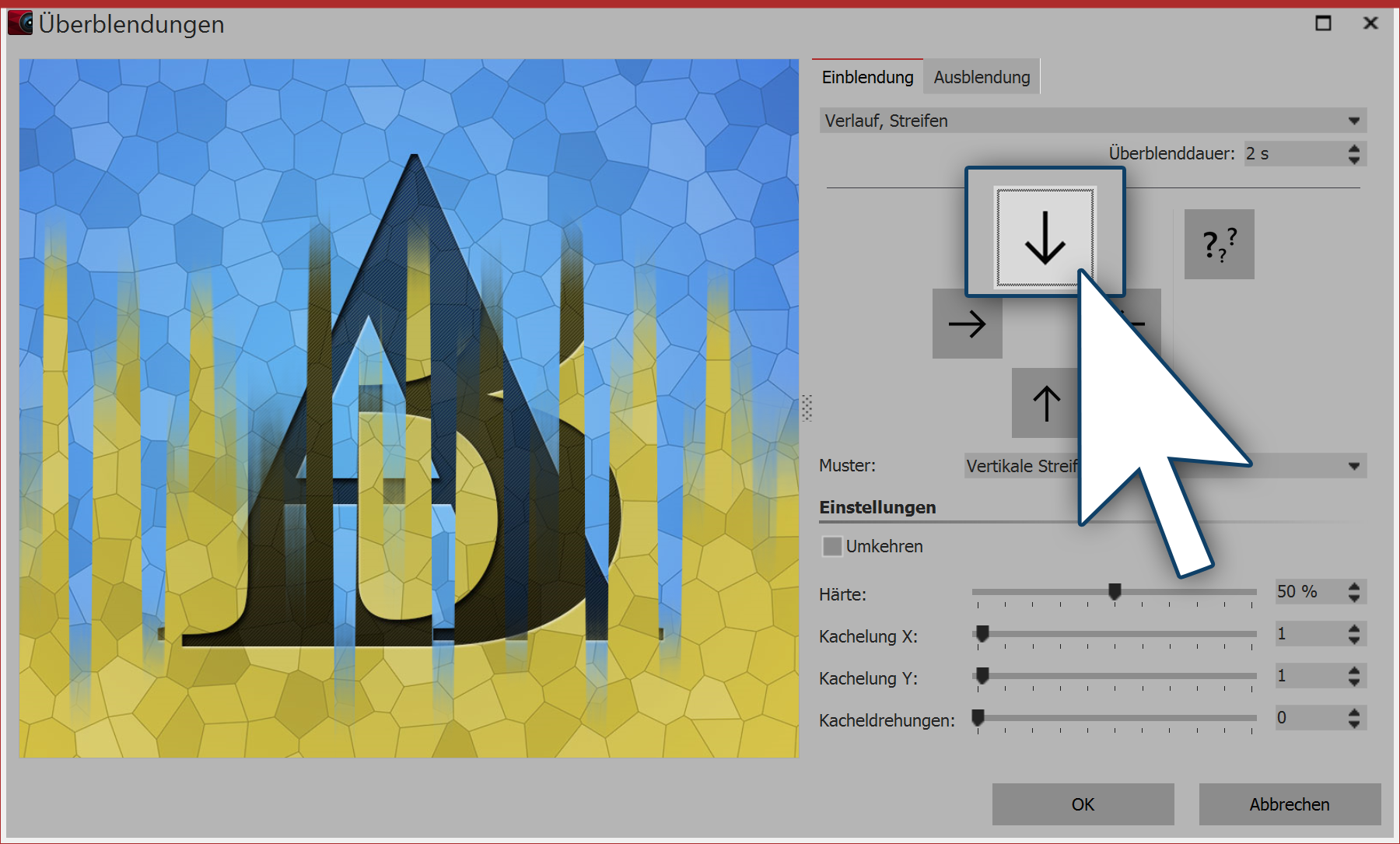 Die Einblendung kann jeweils angepasst werden