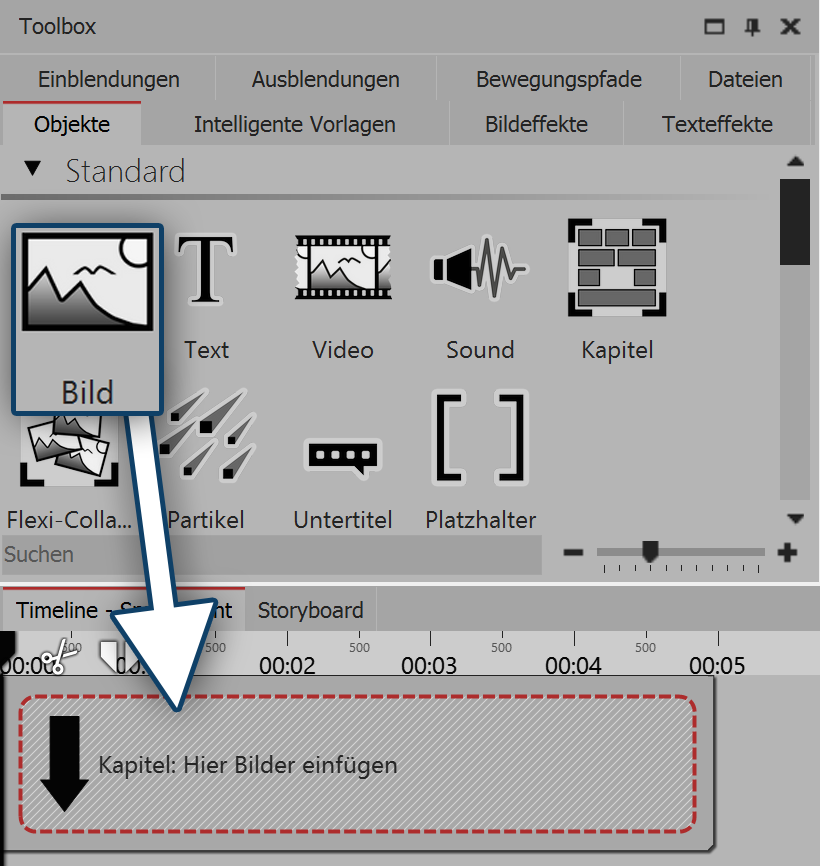 Kapitel in Timeline ziehen