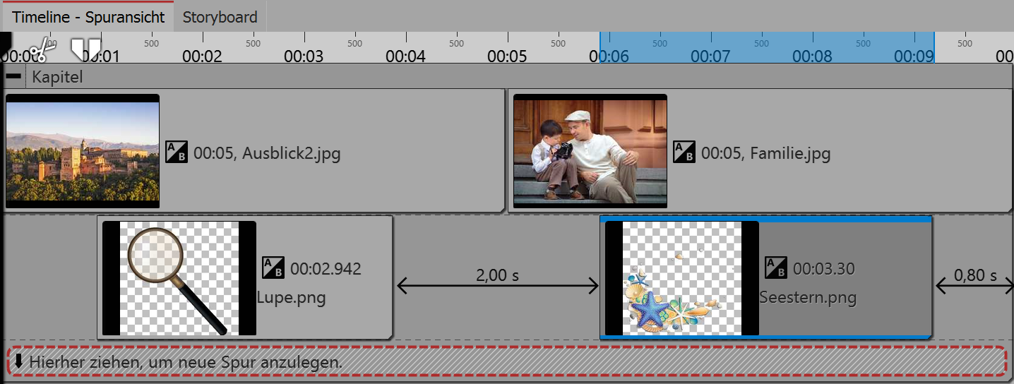 Zwei Bildspuren in einem Kapitel