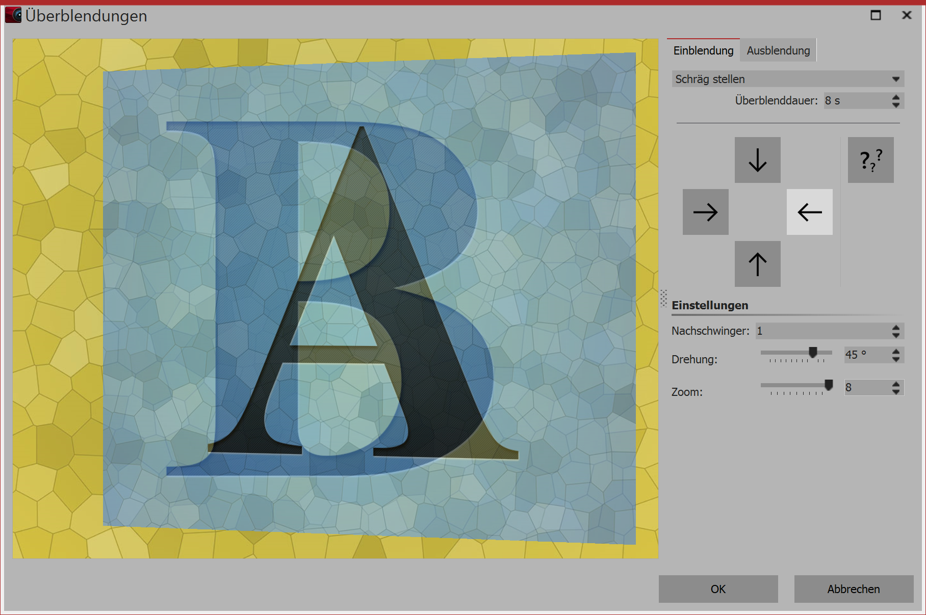Einblendung anpassen