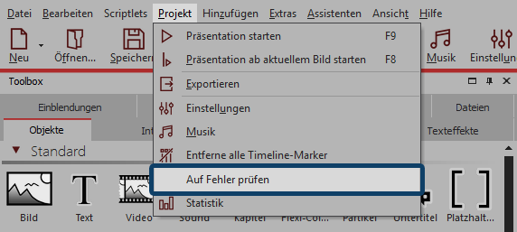 Projekte auf Fehler prüfen