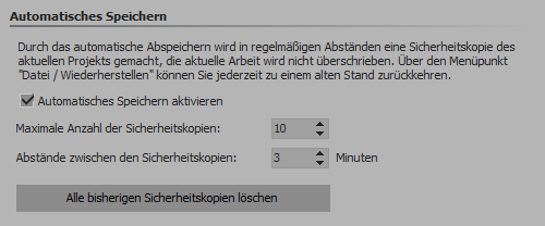Einstellungen zum automatischen Speichern Einstellungen zum automatischen Speichern