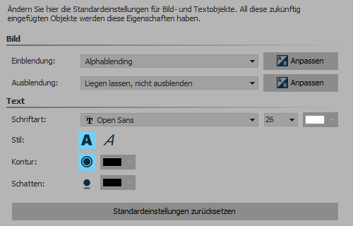 Standard-Einstellungen festlegen
