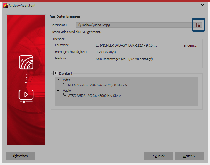 Videodatei auswählen