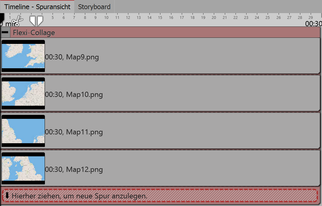 Kartenausschnitt werden untereinander angeordnet