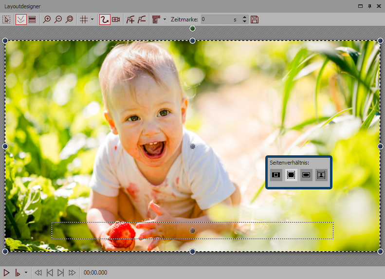 Bild in 16:9 Projekt mit Seitenverhältnis "Zuschneiden"