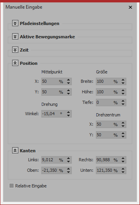 Manuelle Eingabe des Winkels