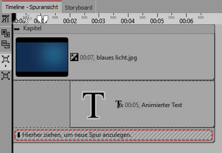 Text-Spur unter Bild
