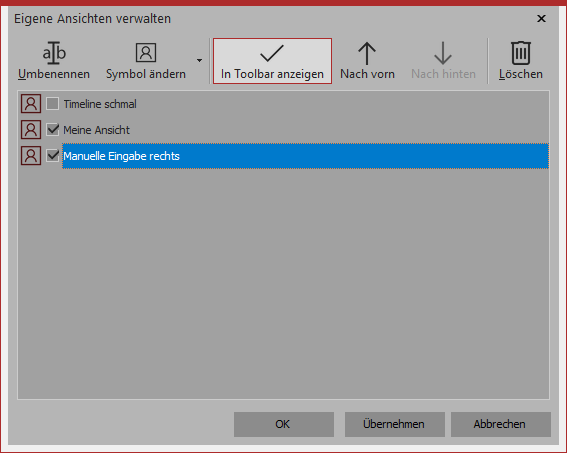 Eigene Ansichten verwalten