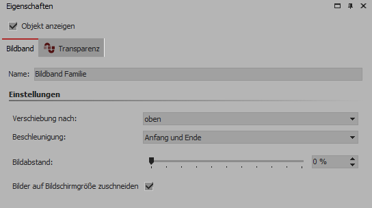 Einstellungen für den Bildband