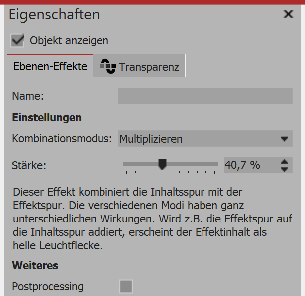 Einstellungen für Ebeneneffekte