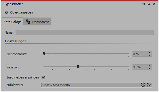 Einstellungen für Foto-Collage Einstellungen für Foto-Collage