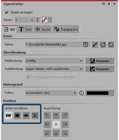Anpassung über Bild-Eigenschaften