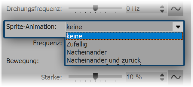 Optionen für Sprite-Animation
