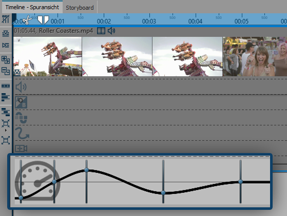 Kurve für Wiedergabegeschwindigkeit in der Timeline