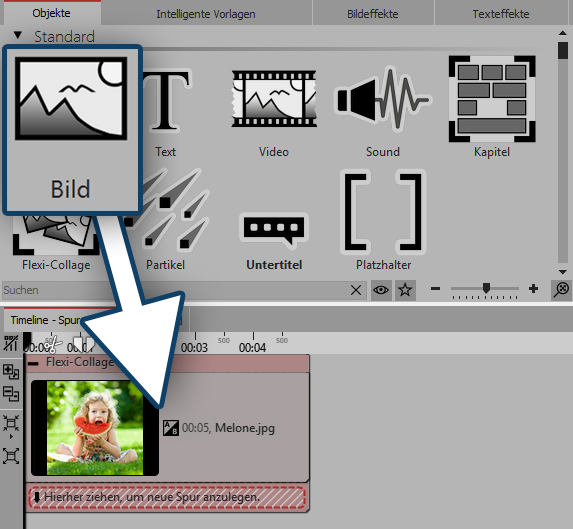 Bild-Objekt in Flexi-Collage ziehen