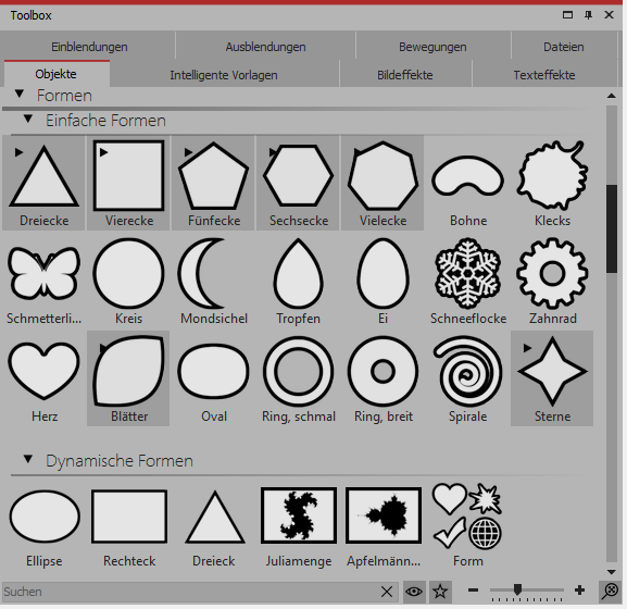 Formen in der Toolbox