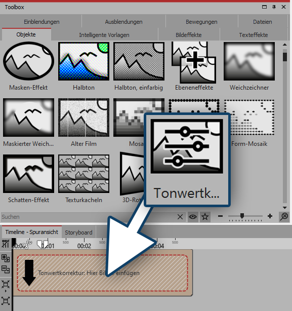 Tonwertkorrektur einfügen