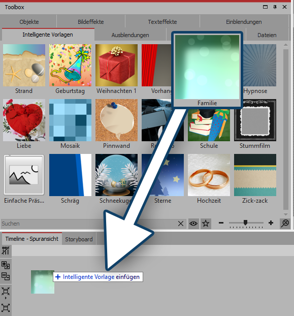 Intelligente Vorlagen in der Toolbox