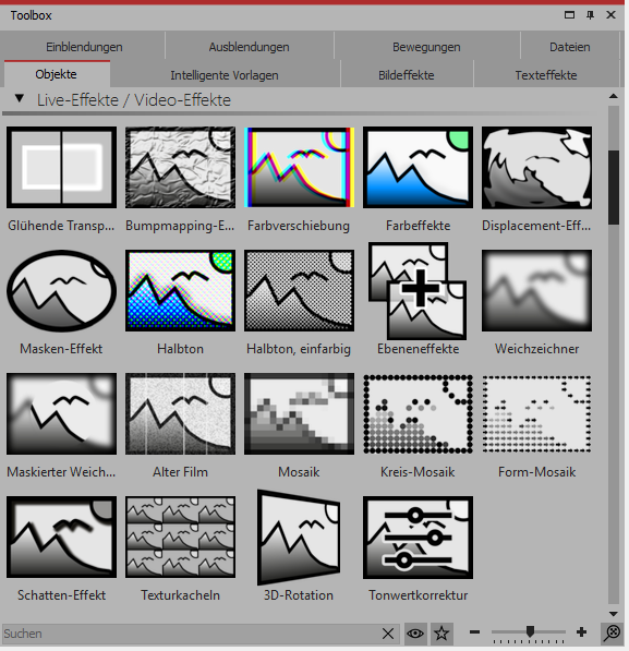 Die Live-Effekte in der Toolbox