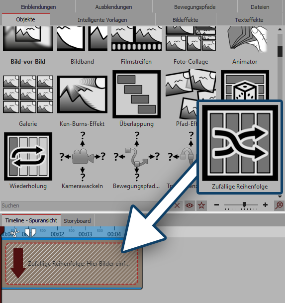Effekt "Zufällige Reihenfolge" einfügen
