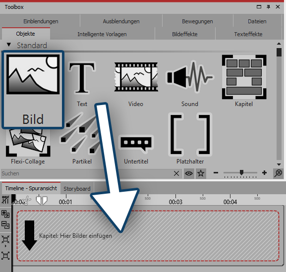 Bild-Objekt in Kapitel ziehen