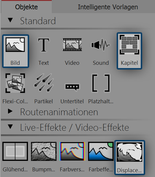 Objekte nacheinander in die Timeline ziehen