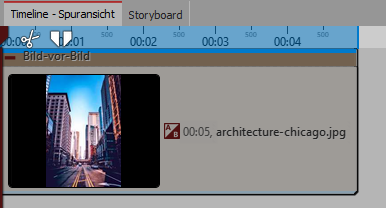 Gefüllter Bild-vor-Bild-Effekt in der Timeline